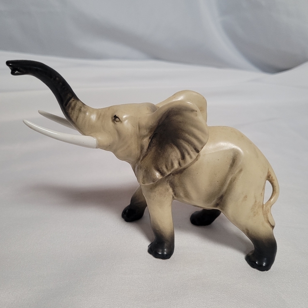 Vintage Lefton Porcelain Elephant Trunk Up Good Luck Figurine